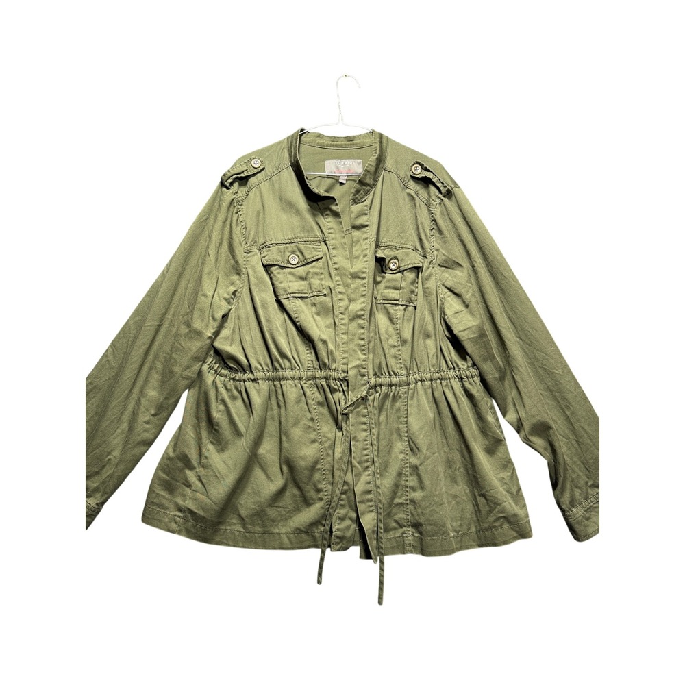 Torrid Utility Jacket Women Size 0 Green Drawstring Waist Military Anorak